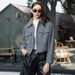 Women’s Cropped Faux Suede Jacket – Oversized Streetwear Coat With Stand Collar, Slim-Fit Stretch Polyester For Casual Layering_ecoleips.com