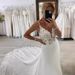 Women's Clothing Wedding Dress Forest Series Bride Simple Deep V Neck Large Backless Travel Photography Small Tail Soft Yarn Fishtail_ecoleips.com