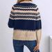 Classic Striped Knit Sweater For Women - Soft Round Neck Pullover With Color Block Design (Navy Blue)_ecoleips.com