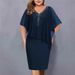 Women's Fashionable Trendy Solid Color V Neck Mid Sleeve Casual Dress Plus Size Summer_ecoleips.com