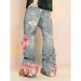 Patchwork Jeans For Women – Trendy Wide-Leg Denim Pants With Relaxed Fit & Unique Design Flattering High Waist_ecoleips.com