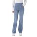 High Waist Stretch Washed Jeans – Cat Whisker Distressed Denim Pants | Straight Leg Trousers With Comfortable Elasticity_ecoleips.com
