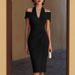 Elegant Pleated Hollow Out Halter Neck Dress Sophisticated Women's New_ecoleips.com