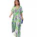 2023 Summr High-Waistd Printd Commuting Elgant Short-Slvd Long Drss For Womn, Europan And Amrican_ecoleips.com