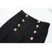 Women's Clothing double breasted elastic slim fitting leggings nine point pants waist slimming black and white drop shipping_ecoleips.com