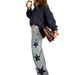 Women's Casual Straight Leg Jeans Five-Pointed Star Design Fashion Denim 2026 European And American Style Loose Fit_ecoleips.com