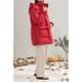 Premium White Goose Down Hooded Parka With Large Pockets – Warm Winter Coat For Women, Mid-Length Red Puffer Jacket, Loose Fit Cotton Shell_ecoleips.com