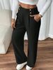 K New Style Floor Length Casual Pants With A Hanging Feel, High Waisted Pants, Loose Temperament, Straight Leg, Women's Niche Design, Solid Color_ecoleips.com
