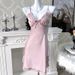 3080 Ice Silk Nightdress Summer Women's Sexy Nightgown Plus Size Pure Desire Style Strap Chest Cotton High-end French_ecoleips.com