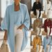 Women's Loose Comfortable Solid Color Camisole Shirt Jacket Two Piece Set Casual Elegant Fashion Spring/Summer Polyester_ecoleips.com