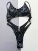 Women Black Snake Print Metallic Swimsuit One Piece Hollow Backless Bikini Swimwear Bathing Suit Beach Outfits Bodysuit Biquini_ecoleips.com