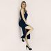 8801 V-neck Sexy Slim Fit Open Back Split Strap Long Sleeveless Dress_ecoleips.com