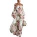 Elegant Floral Print Off-Shoulder Dress With Lantern Sleeves For Women, A-Line Long Maxi Dress For Casual Outings_ecoleips.com