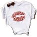 European And American Cross-border Foreign Trade Wholesale Clothing Sexy Leopard Print Lips Round Neck Plus Size Short_ecoleips.com