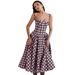 Cross-border European And American French-style High-end Summer, Suspender Plaid Flared Dress In Court Style For Women_ecoleips.com