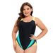 Women's Clothing New Color Matching Sports One Piece Large Size Swimsuit Backless Triangle Conservative Swimsuit_ecoleips.com
