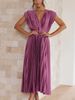 K New Sexy Pleated Dress, Casual Loose Zipper Sleeveless Dress_ecoleips.com