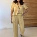Women's Clothing Summer New Women's Casual Loose Solid Color Short Sleeved Cotton And Linen Pants Set_ecoleips.com