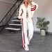 Women's Clothing Autumn Y2K Striped Zipper Top Jacket Casual Sports Suit Women_ecoleips.com