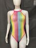 color matching halter neck sexy mesh bikini fun one piece swimsuit _ecoleips.com