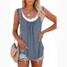 2024 Summer New Europe And The United States Women's Blouse Solid Color Patchwork Sleeveless Pleated Vest T-shirt_ecoleips.com