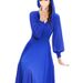 Spring And Autumn New Bohemian Long Sleeve Chiffon Ankle-Length Women, Flared Beach Dress For Seaside Vacation_ecoleips.com