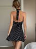 JULISSA MO Printed Polka Dot Halter Women Dress White Backless High Waist Mini Dress Female Summer Slim Casual Party Club Dress_ecoleips.com