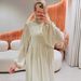 Muslim Dress Women Elegant Long Shirt Dress - Loose Fit Casual Maxi Dress With Stand Collar, Polyester Blend, Comfortable & Stylish For Everyday Wear_ecoleips.com