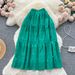 Women's Clothing Temperament Hollow Lace Embroidery Hook Flower Skirt For Women With High Sweet And Versatile Holiday Style Fairy Skirt_ecoleips.com