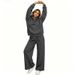 Women's Fleece Lined Tracksuit Comfortable Running Set Casual Wide Leg Pants Drop Shoulder Sleeves Matching Color for Autumn Winter_ecoleips.com