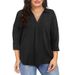 Plus-Size V-Neck Chiffon Blouse – Flowy 3/4 Sleeve Tunic Top For Women, Lightweight & Breathable (1XL-5XL, 8 Colors)_ecoleips.com