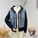 Vintage-Inspired Patchwork Denim Jacket With Hood – Oversized Baseball Silhouette (One Size, Beige/Black Wash)_ecoleips.com