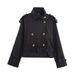 Women's Clothing Spring/Autumn Short Trench Coat Women's Short Trench Coat With Belt & Lapel Collar – Khaki/Black/Dark Brown (Sizes S, M, L)_ecoleips.com