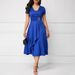 2026 Women Asymmetric Big Swing V Neck Dress, Fashion Elegant European American Casual Dress_ecoleips.com