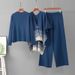Women's Fashion Trend Autumn/Winter Set Jacquard Shawl Crew Neck Sweater Wide Leg Casual Pants Three Piece Ensemble_ecoleips.com