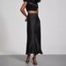 Luxury Satin Midi Skirt - High Shine A-Line Skirt For Women, Elegant Office & Party Pencil Skirt With Premium Drape_ecoleips.com