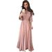 Women's Clothing Fit Long Sleeve Long Row Button Maxi Dress Lace Up Dress_ecoleips.com