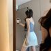 10103 # Spring/Summer New Country Style European And American Women's Plaid Lace Trim Bow Sweet Camisole Top_ecoleips.com