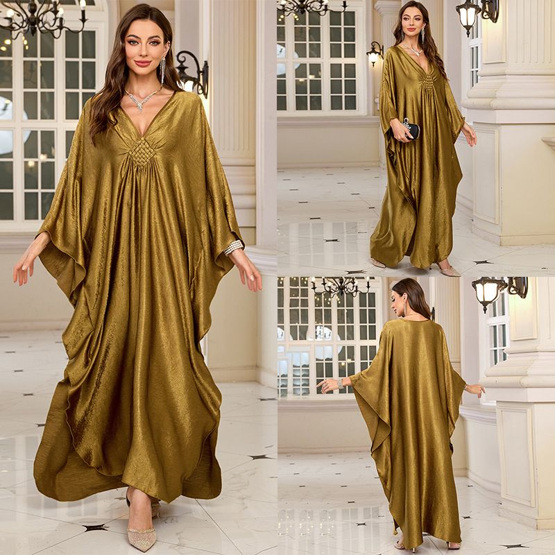 Women's Clothing Polyester Gold Loose Large Size Robe Beach Jacket Dress Long Dress Bikini Outer Cover_ecoleips.com