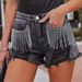 Women's Clothing New Fashion Casual Chain Fringed Ripped Denim Shorts 22888_ecoleips.com