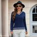 V-Neck Cable Knit Sweater – Oversized Ribbed Pullover (Polyester Blend, Blue/Red/Gray/Black, S/M/L/XL)_ecoleips.com