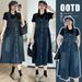 Summer New Korean Fashion Wear Base T-Shirt + Denim Strap 2-Piece Set Maternity Dress_ecoleips.com