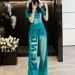 Korean Style Women's Summer Pant Set Slimming High End Lace Hooded Short Sleeve Wide Leg Two Piece Casual Sports Outfit_ecoleips.com