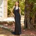 Women's Clothing Fashion Elegant V Neck Halter Neck Backless Sleeveless Solid Color Hip Wrapped Slim Banquet Evening Dress_ecoleips.com