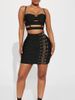 Women Sexy Black Cut Out Bodycon Bandage Skirt Two Piece Set Celebrity High Streeet Evening Birthday Club Party Outfits 2GSH_ecoleips.com