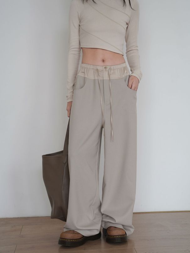 Dosing Color-matching New Yoga Pants Women's Loose Slimming Wide-leg Pants Color-matching Straight-leg Casual Pants_ecoleips.com