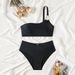 Women's Sexy Solid Color One-Shoulder Low-Rise Bikini Set - Comfortable & Stylish Swimwear For Beach & Pool_ecoleips.com