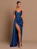 Women's Clothing New Style Celebrity Style Sexy Slim Deep V Waist Satin Slit Transparent Shoulder Strap Suspender Dress_ecoleips.com