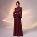 Elegant Long Sleeve Sequin Dress For Women - Glittery Off-Shoulder Evening Gown With High Waist & Bodycon Fit (Red, Xs/S/M/L/Xl)_ecoleips.com