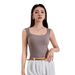 Women's Integrated Padded Tank Top Without Underwire, Versatile For Inner And Outer Wear, Square Neck, Beautiful Back,_ecoleips.com